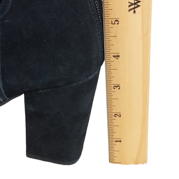 Seychelles‎ Lagoon Black Suede Cutout Ankle Boots Block Heels - Picture 10 of 16